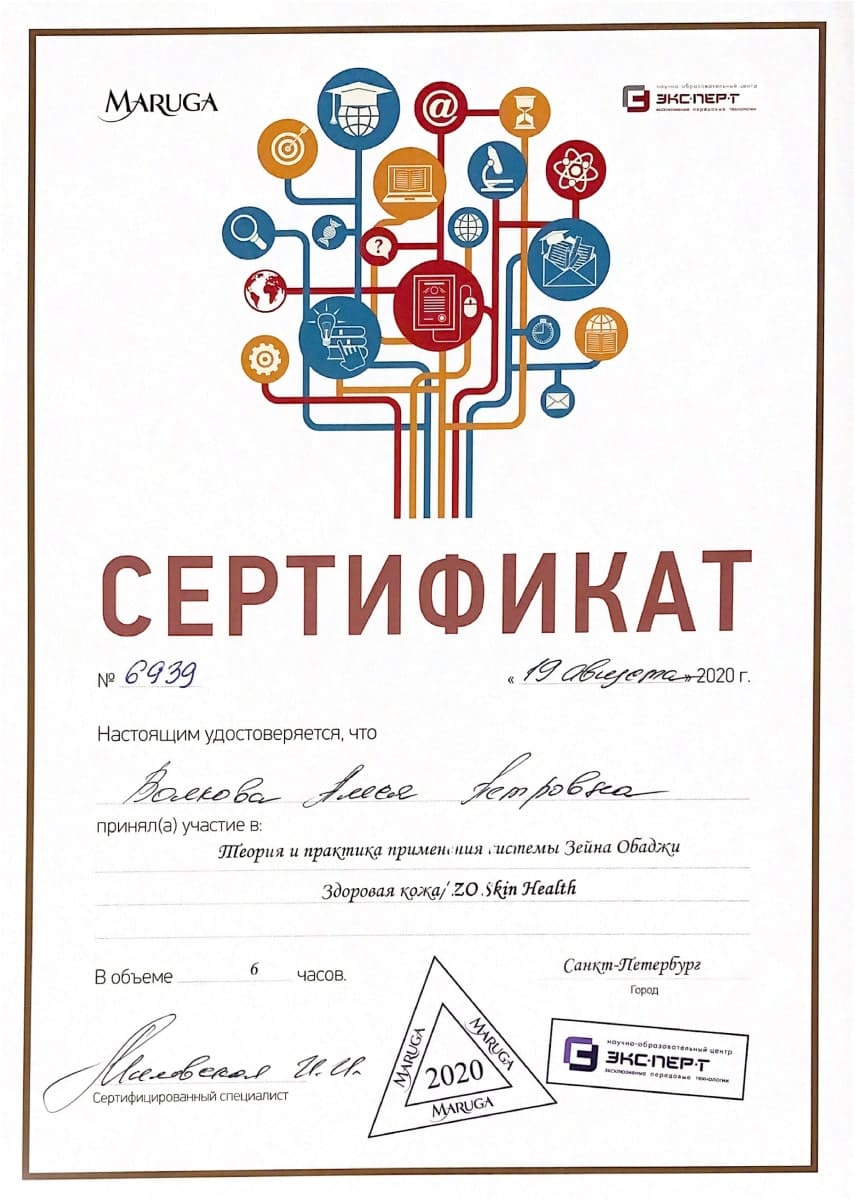 Диплом или сертификат Алеся Петровна Волкова — документ 29 из 46
