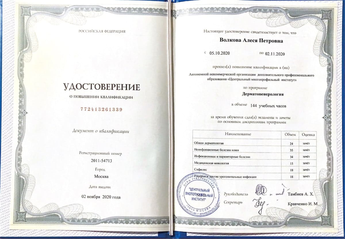 Диплом или сертификат Алеся Петровна Волкова — документ 40 из 46