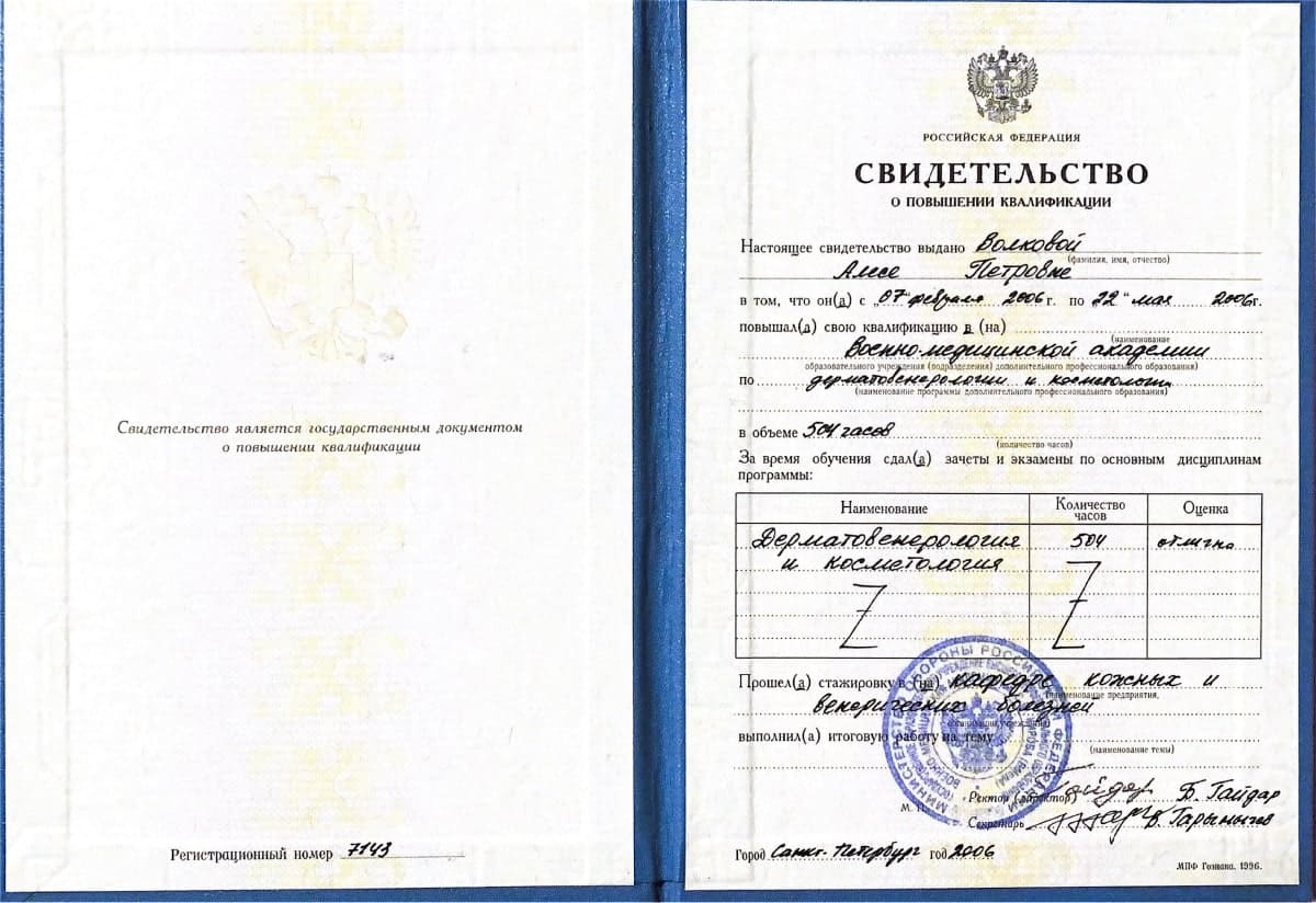 Диплом или сертификат Алеся Петровна Волкова — документ 36 из 46